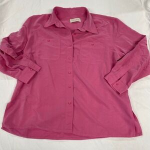 First Issue Liz Claiborne Pink Button Down Shirt XL Woman Long Sleeve Pockets